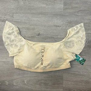 Sabz Beige off the Shoulder Bikini Top